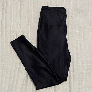 Reflex Black Athletic Leggings with Logo Print